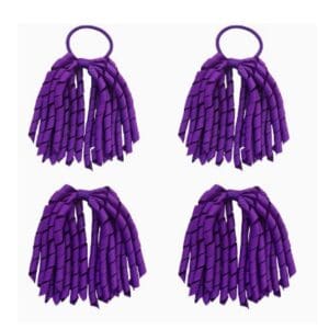 Purple Curly Polyester Ribbon Ponytail Tassel Hair Tie or Clip