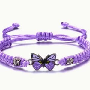 Purple butterfly Rope Bracelet